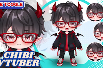 create anime chibi vtuber, chibi pngtuber model and live2d rigging for streamers