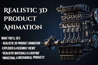 create a realistic 3d industrial and mechanical product animation videos