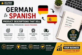 translate  german product descriptions into spanish for  sales