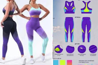 fashion designer tech pack and fashion sketch for leggings bra acivewear