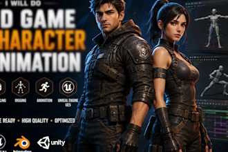 do 3d game character animation 3d model rigging unreal engine ue5 game animation
