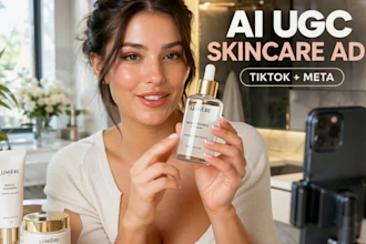 create realistic ai ugc skincare video ads, beauty products, for tiktok and meta