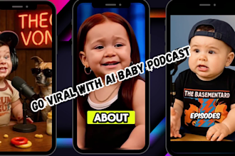 create ai viral baby podcast, ai video, ai talking baby podcast video baby ugc