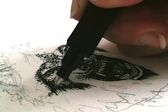 create a hand drawn tattoo design in linework and dotwork