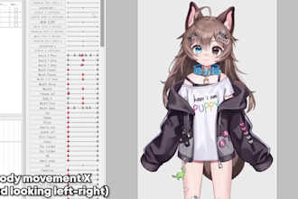 design and rig live2d vtuber model, 2d vtuber rigging, vtube studio