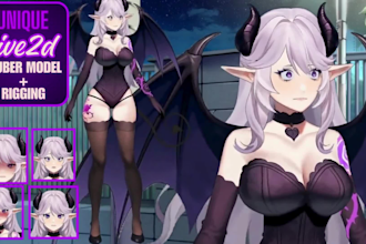 live 2d v tuber model, vtuber character design, anime live2d rigging, 2d model