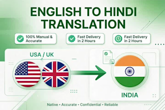english to hindi manually and e commercial listing