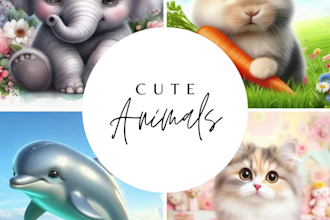 create cute children animal wallpaper bundle for nursery and kids room