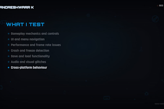 provide professional game testing for PC and mobile games