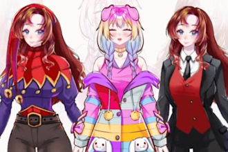 design a rig live2d vtuber chibi model ,logo with png tuber for  streaming