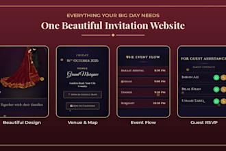 create a digital wedding invitation website with music and rsvp