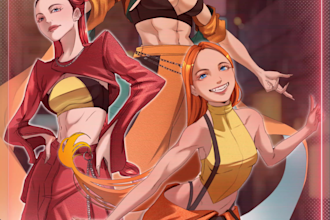 draw webtoon, manhwa, anime style character illustration