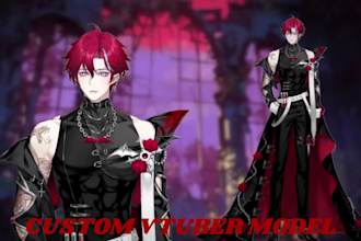create custom male vtuber live2d model furry anime style for streaming with rig