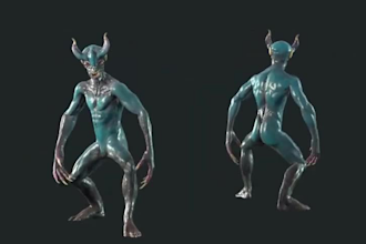 sculpt game ready creature,monster character, pbr texture,zbrush model,c4d rig3d