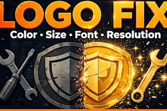 fix your logo color, size, font and background
