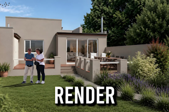 photorealistic architectural render from sketchup
