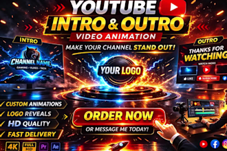 design cinematic podcast intro, youtube intro outro and logo animation
