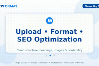 upload, format, and SEO optimize wordpress blog posts