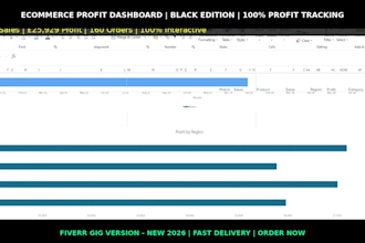build profit and sales dashboard for shopify amazon ecommerce store in excel