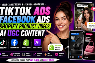 create tiktok ads facebook ads shopify product listing video ads ai ugc content