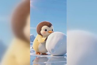 create a cute silent penguin comedy animation for shorts and reels