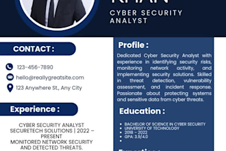 design a modern professional resume and CV