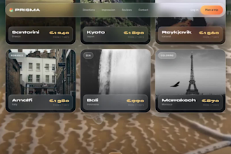 design a 3d animated travel agency landing page in three js