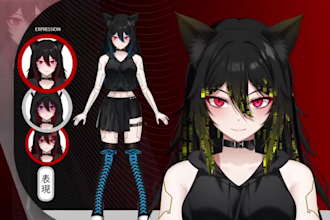 draw and rig live2d model, anime vtuber rigging, 2d vtuber model, live2d vtuber