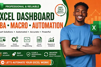 create excel dashboard, excel vba, macro and excel automation