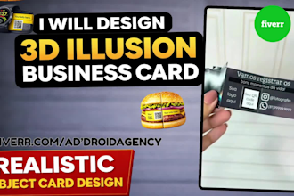 design 3d illusion business card, realistic object card design