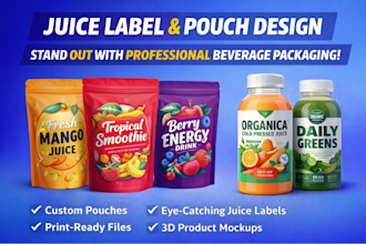 design professional pouch packaging and juice label for brands