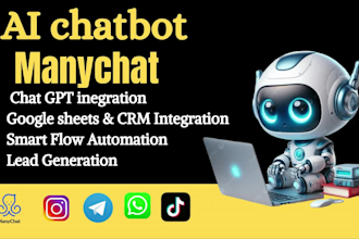 build ai chatbot for instagram facebook whatsapp with manychat