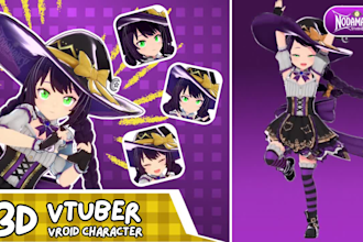 make 3d anime character model for vroid, vseeface, or vrchat
