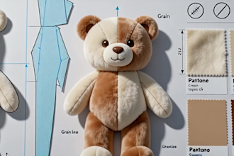 design a custom plush toy sewing pattern and tech pack ready for production