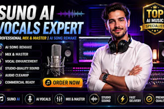 remake your suno ai song with live instruments and studio quality sound iyria