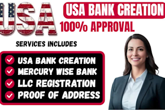create USA business bank account with llc address and proof of address