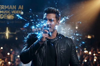 do austhetic german ai music video, ai ad ugc, ai movie trailers with lip sync