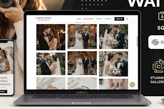 design seo optimized  squarespace, wix photography portfolio, wedding website