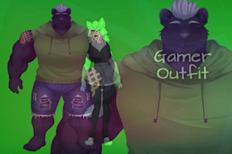 design a custom furry live2d vtuber model rigged for vtube studio twitch