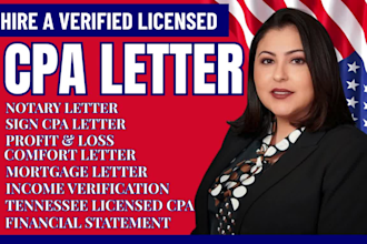 provide notary letter llc registration write US CPA letter income verification
