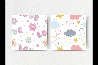cute kids patterns for fabric, wallpaper and textile print