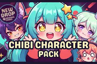 draw cute chibi twitch emotes, animates emotes for pfp, vtuber and discord