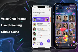 develop a flutter voice chat party app with pk battle for android and ios