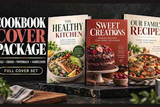 design a custom cookbook cover, recipe book cover, cookbook, amazon KDP, print