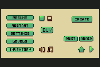 design pixel art ui game hud icons, game ui design indie game assets 2d game