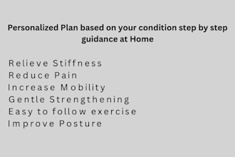create a home exercise plan for back pain, shoulder and neck, and knee pain