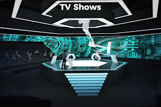 design TV studio, broadcast set and news studio in 3d