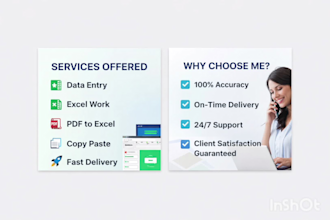 do fast and accurate data entry, excel work, copy paste, PDF to excel