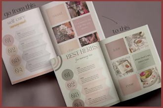 design editable canva brochure, ebook, workbook and carousel