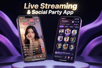 develop a live streaming, party, voice chat and social app with admin panel